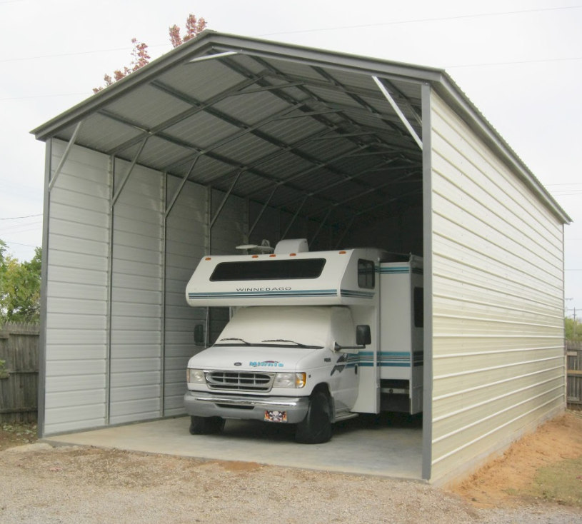 Vertical Roof Partially Closed Carport Cover